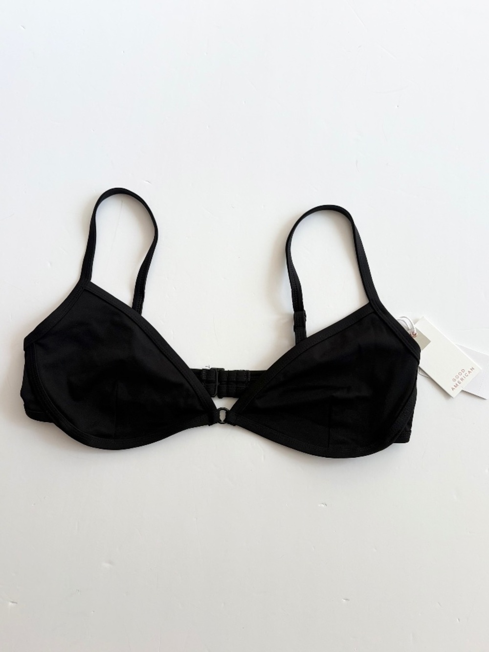 Good American black triangle bikini top